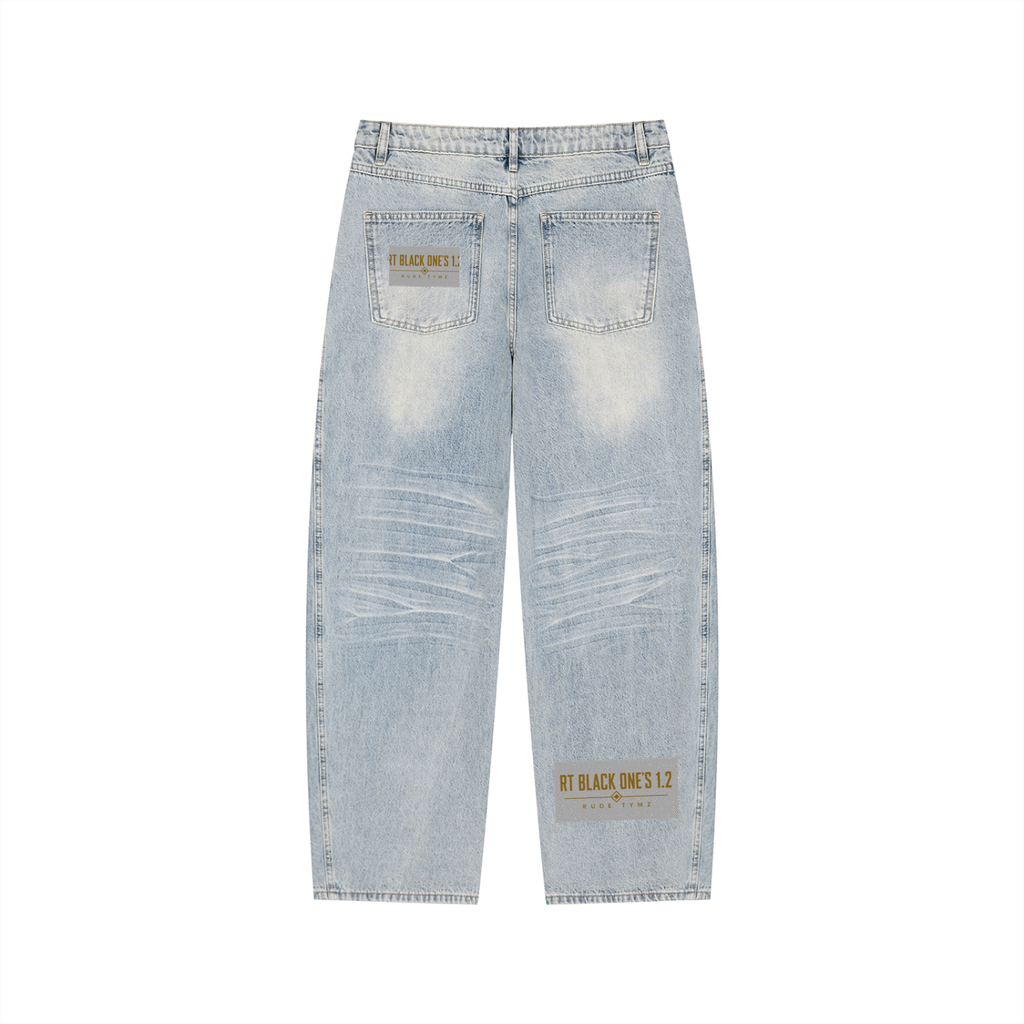 RT Black One’s 1.2 washed wide-leg jeans, back view