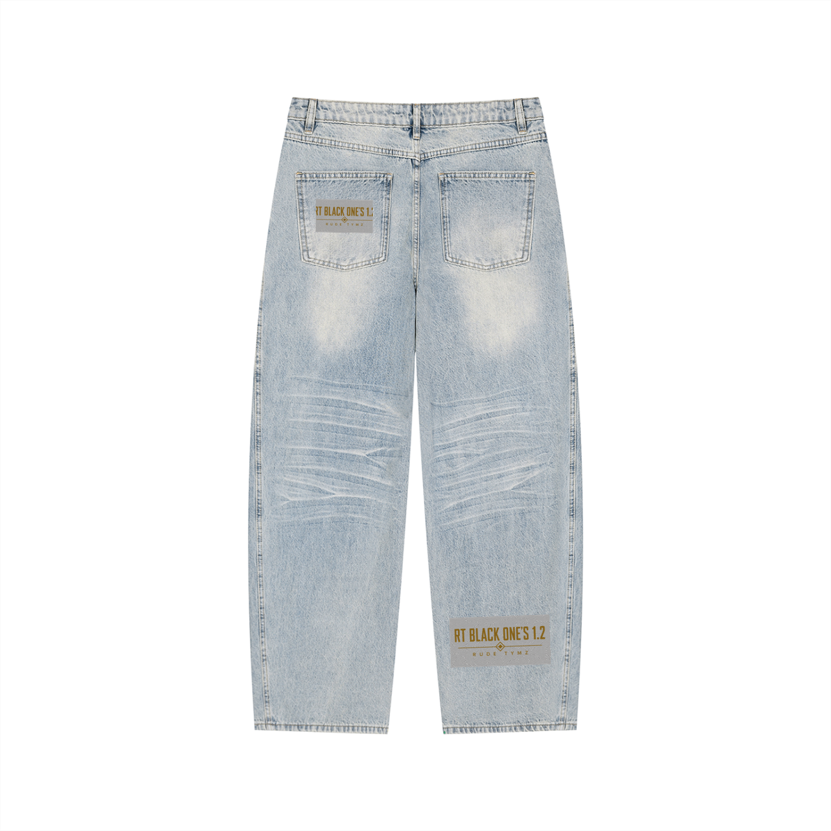 RT Black One’s 1.2 washed wide-leg jeans, back view