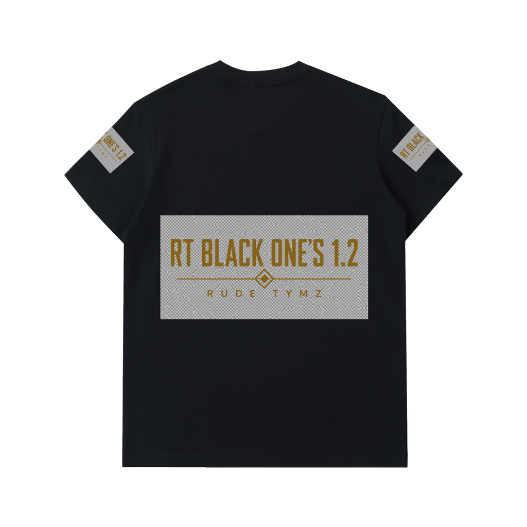 RT Black One’s 1.2 heavyweight logo T-shirt detail view