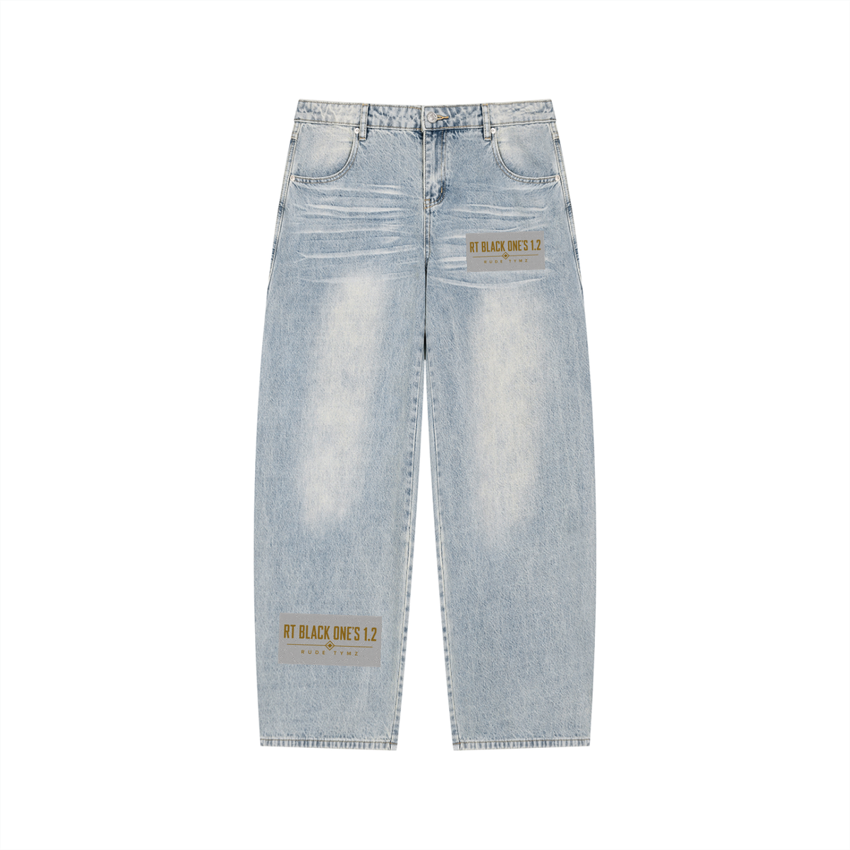 RT Black One’s 1.2 washed wide-leg jeans, front view