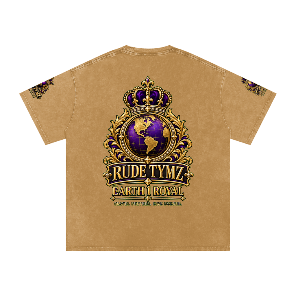 Earth 1 Royal Snow-Washed Oversized T-Shirt