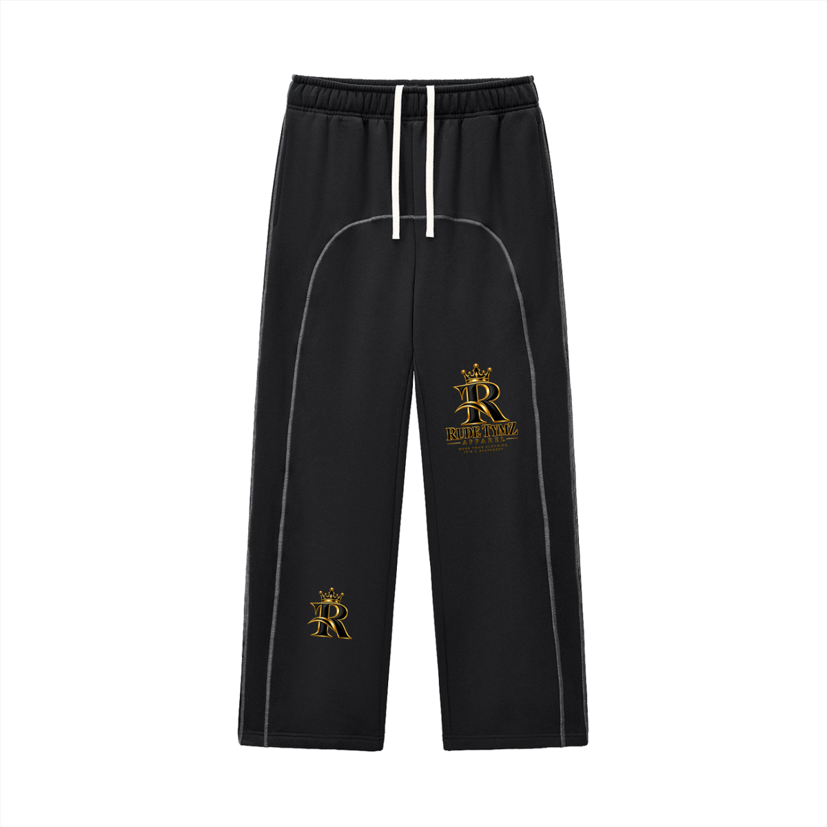 Rude Tymz Contrast-Stitch Fleece Sweatpants