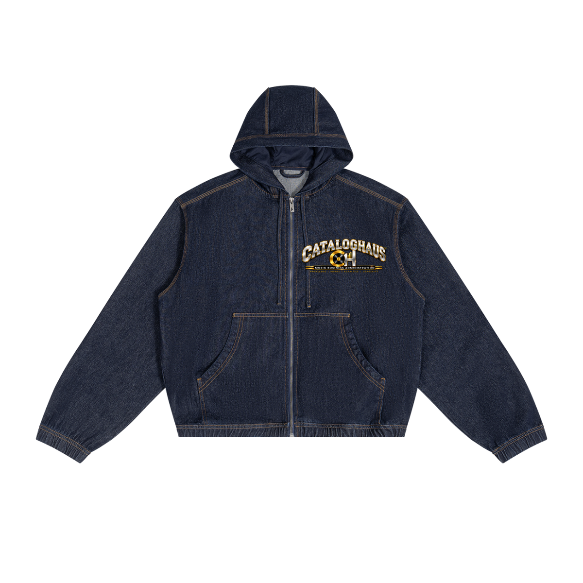 Cataloghaus™ Collegiate Vintage Wash Boxy Zip Hoodie