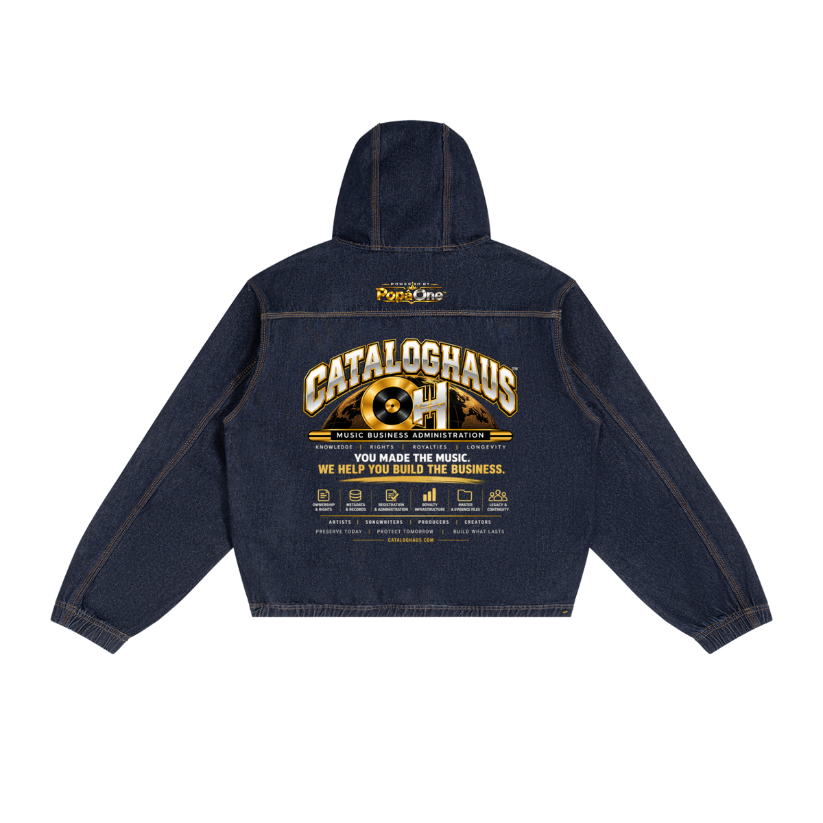 Cataloghaus™ Collegiate Vintage Wash Boxy Zip Hoodie