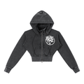 Rude Tymz Women's Washed Black Cropped Fleece Hoodie, front product view