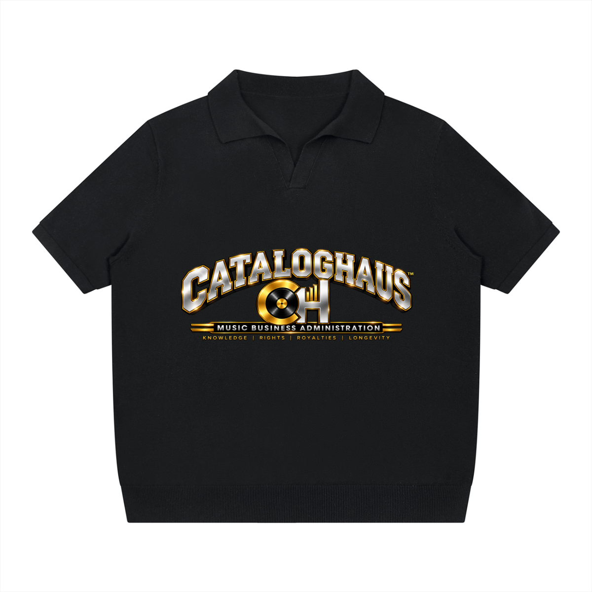 Black Cataloghaus™ Heavyweight Collegiate Oversized Polo product view