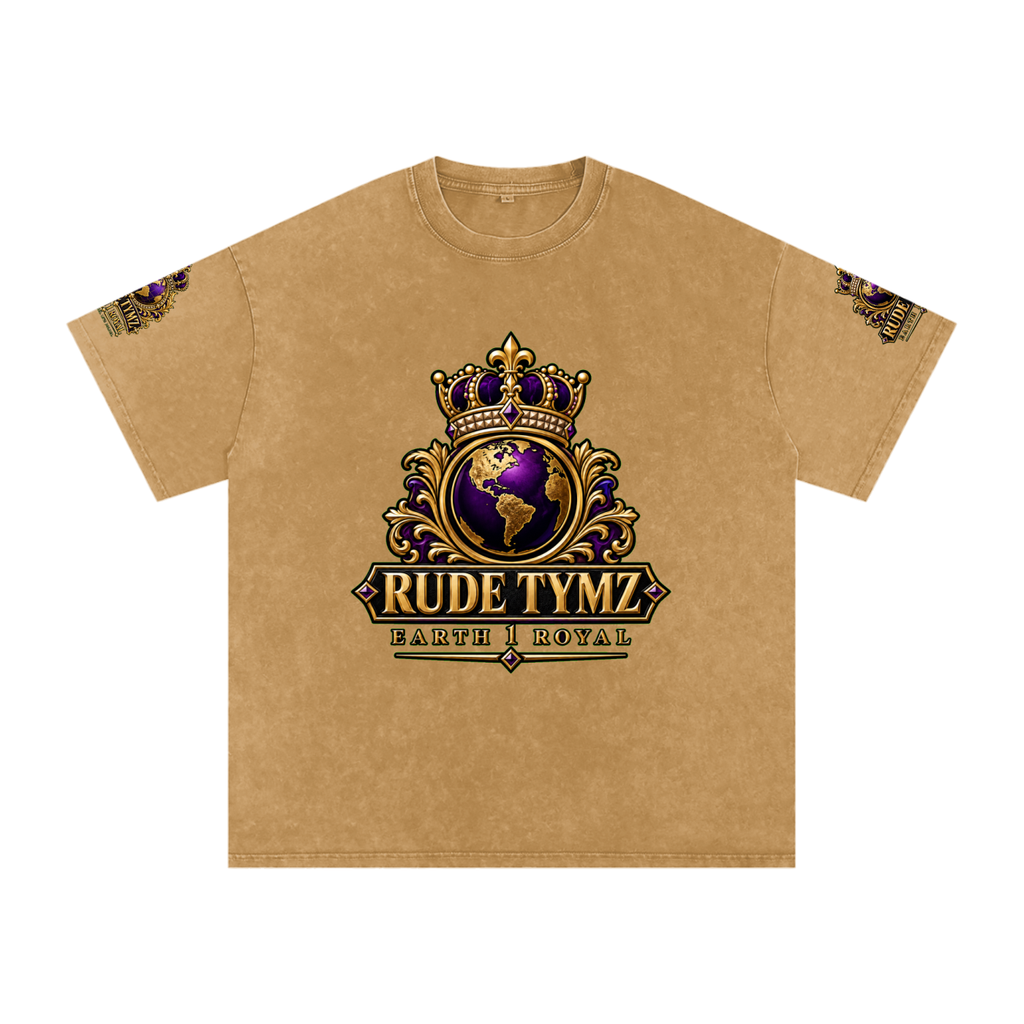 Earth 1 Royal Snow-Washed Oversized T-Shirt
