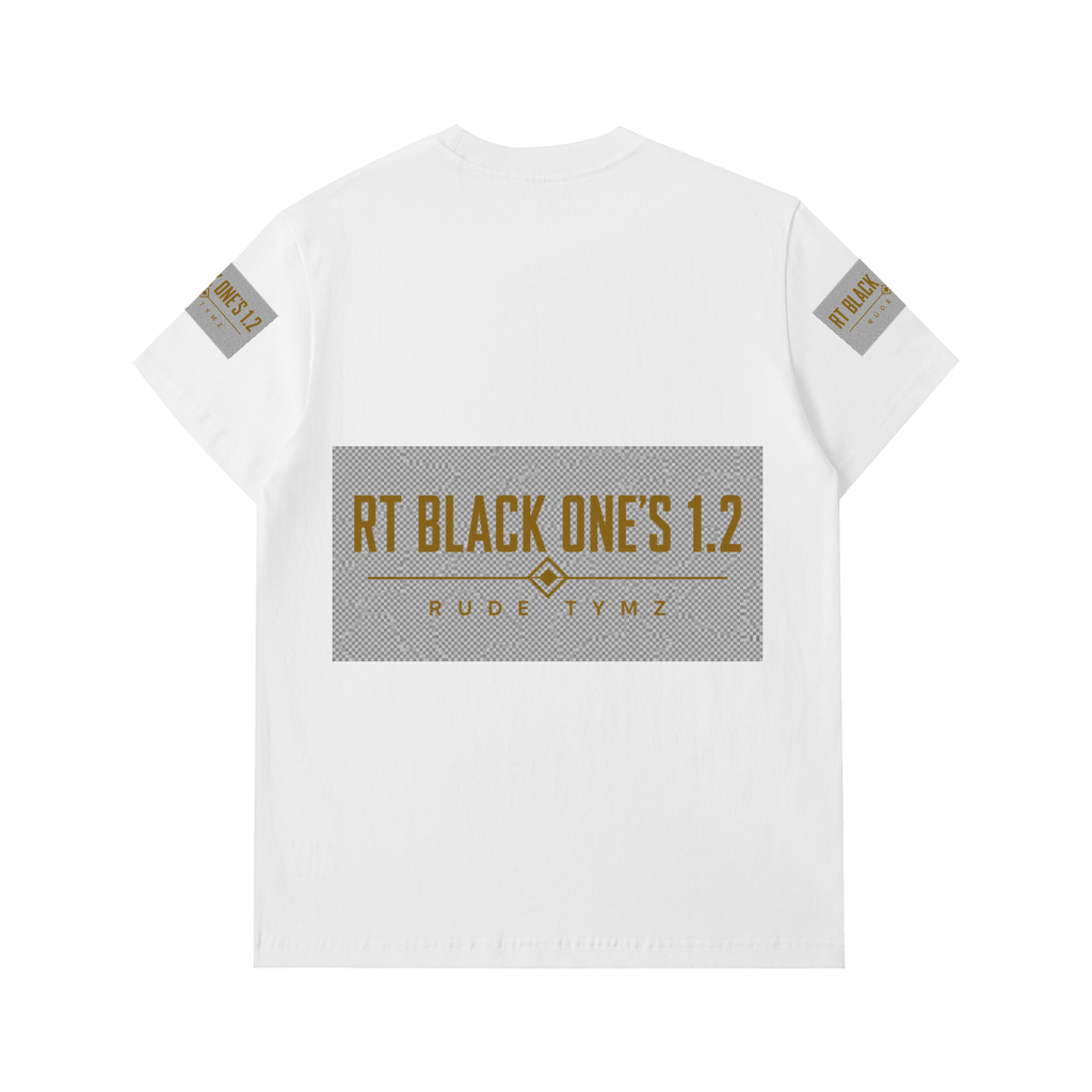 RT Black One’s 1.2 heavyweight logo T-shirt size and fit view