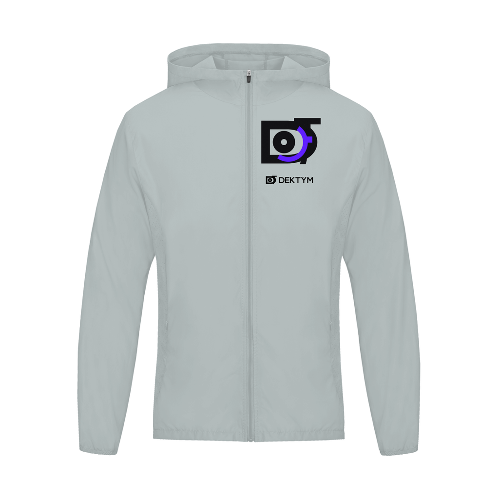 DEKTYM Hooded Performance Jacket in light gray, front product view