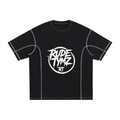 Rude Tymz Contrast-Stitch Cotton Street Tee in black, front product view