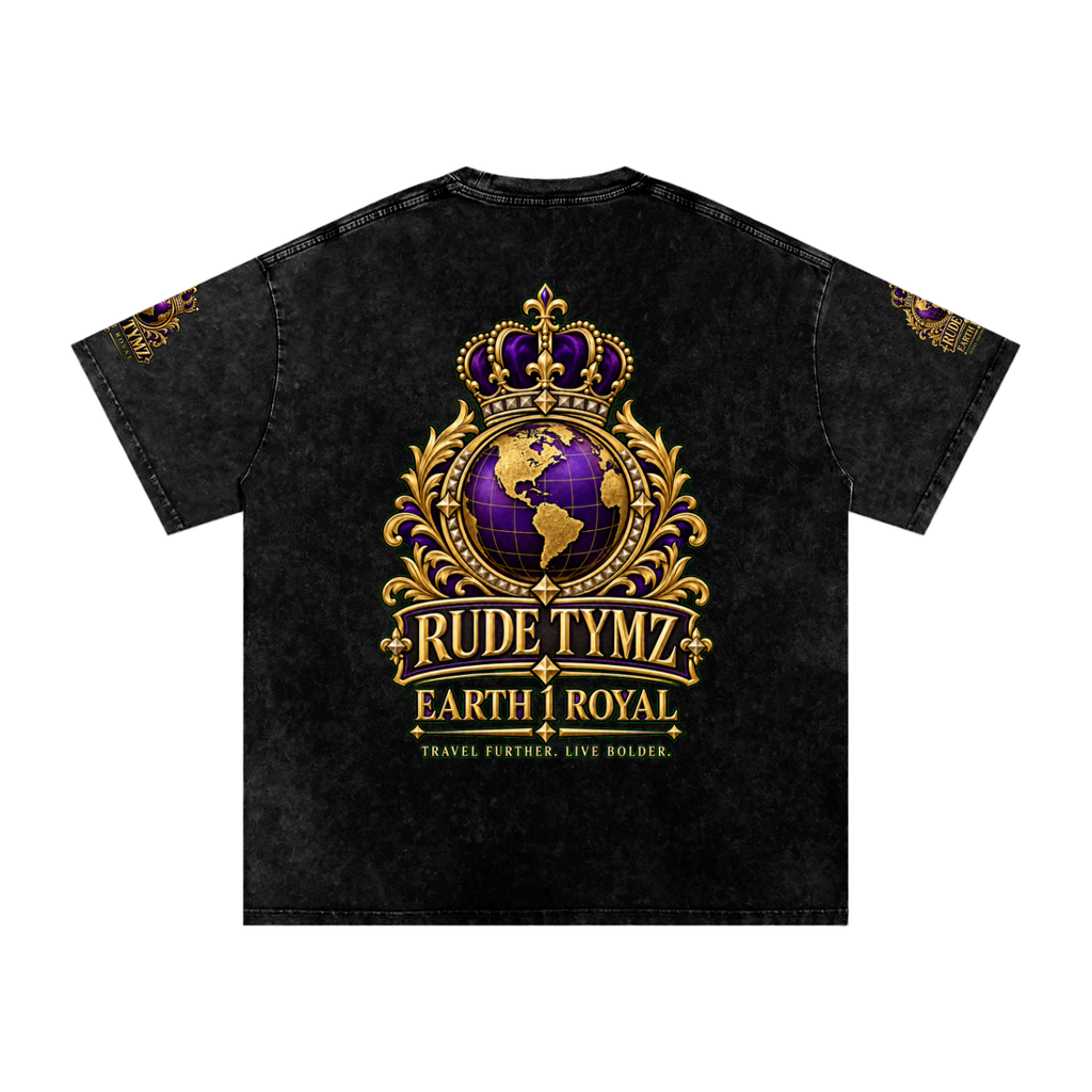 Earth 1 Royal Snow-Washed Oversized T-Shirt